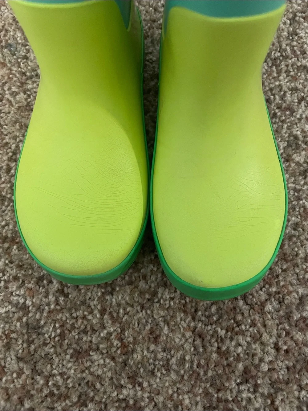 Target Kids Lime and Teal Rain Boots with Pull Handles
